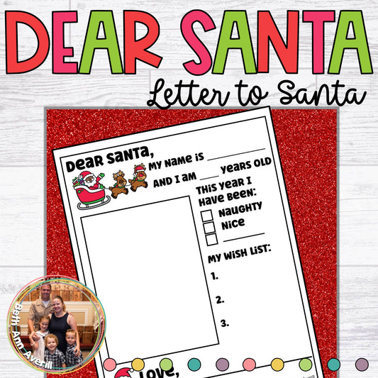 Christmas Letter to Santa Writing Paper with Picture Box