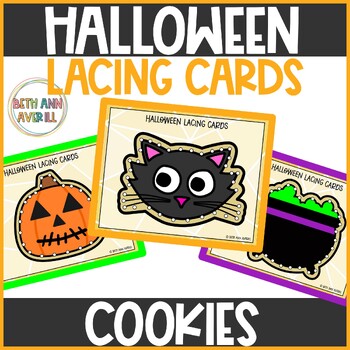 Halloween Cookies Lacing Cards for Preschoolers Fine Motor Skills for Centers