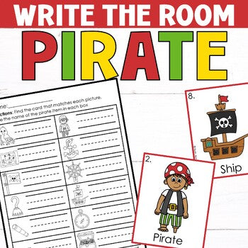 Pirate Write the Room Kindergarten Writing Center Activity Summer Write the Room