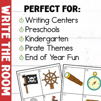 Pirate Write the Room Kindergarten Writing Center Activity Summer Write the Room