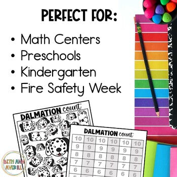 Fire Safety Count and Graph Activity Math Centers for Kindergarter