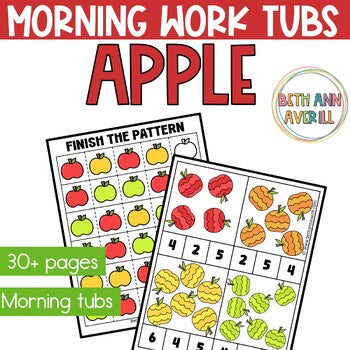Fall Morning Work Activities for Apple Theme Preschool Tubs Fine Motor Skills