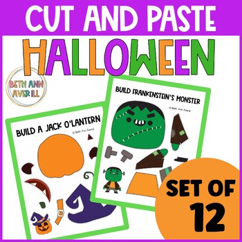 Halloween Cut and Paste Activities for Kindergarten Fine Motor Centers