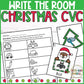 Christmas CVC Write the Room for Kindergarten Writing Center with Short Vowels