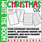 Christmas CVC Write the Room for Kindergarten Writing Center with Short Vowels