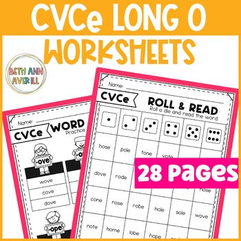 Long O Silent E Worksheets for Practicing CVCe Magic E Activities