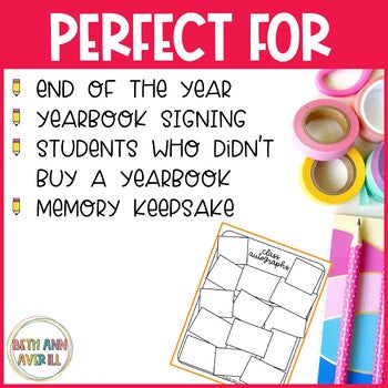Yearbook Signing Pages for Fun End of Year Activity Yearbook Autograph Printable