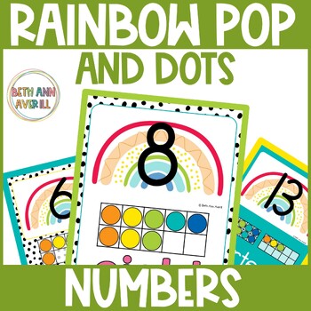Rainbow Pop and Dot Numbers Posters Spotted Brights Classroom Decor
