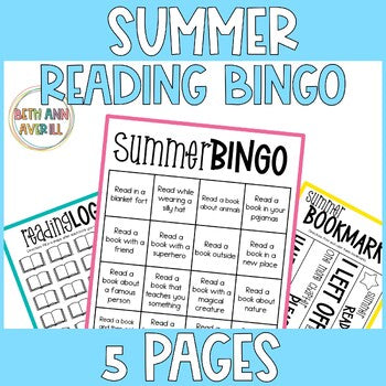 Summer Reading Bingo Game Summer Bingo Card Activities