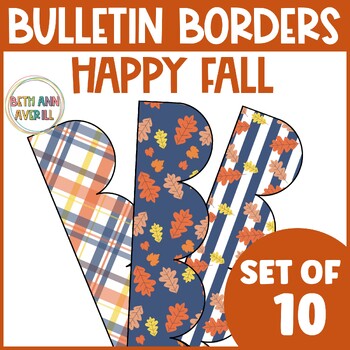 Happy Fall Thanksgiving Leaves Stripes Bulletin Board Borders Classroom Decor