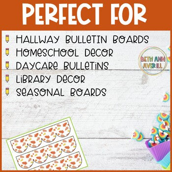 Happy Fall Thanksgiving Leaves Stripes Bulletin Board Borders Classroom Decor
