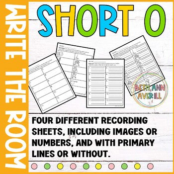 Short O Write the Room for Kindergarten Writing Center with CVC Fluency