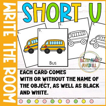 Short U Write the Room for Kindergarten Writing Center with CVC Fluency