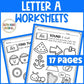 Letter A Worksheets with Letter Tracing Alphabet Letter of the Week Activities