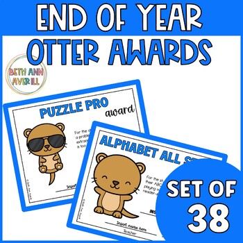 Editable End of Year Otter Awards Certificate for Preschool or Kindergarten