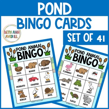 Pond Animals Activities Spring Bingo Cards for Preschoolers