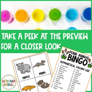 Pond Animals Activities Spring Bingo Cards for Preschoolers