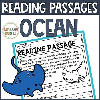Ocean Animal Reading Passages with Comprehension Questions Shark Week Activities