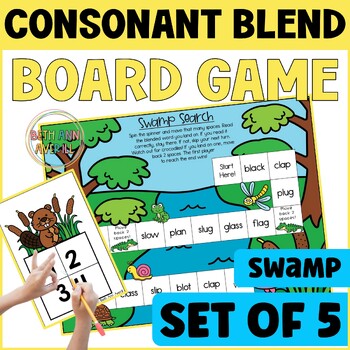 Consonant Blends Game Swamp Search Dice Game for Blends and Digraphs Fluency
