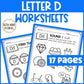 Letter D Worksheets with Letter Tracing Alphabet Letter of the Week Activities