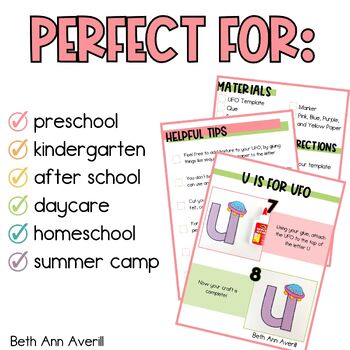 Letter u is for UFO craftivity letter of the week Alphabet Craft