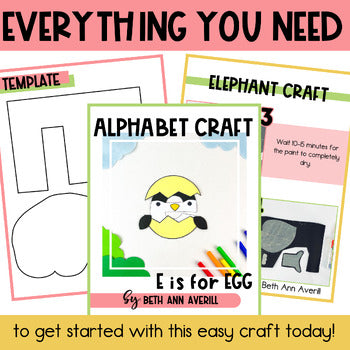 Letter E is for Elephant craftivity letter of the week Alphabet Craft Uppercase