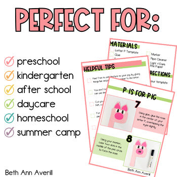 Letter P is for Pig craftivity letter of the week Alphabet Craft Uppercase