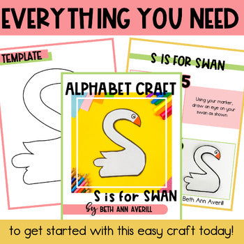Letter S is for Swan craftivity letter of the week Alphabet Craft Uppercase