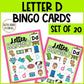 Letter D Activities Bingo Letter Sounds Letter D Beginning Sound Alphabet Games