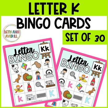 Letter K Activities Bingo Letter Sounds Letter K Beginning Sound Alphabet Games