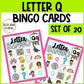 Letter Q Activities Bingo Letter Sounds Letter Q Beginning Sound Alphabet Games