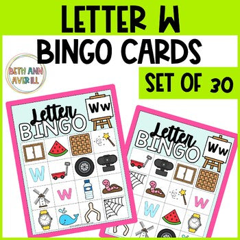 Letter W Activities Bingo Letter Sounds Letter W Beginning Sound Alphabet Games