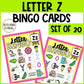 Letter Z Activities Bingo Letter Sounds Letter Z Beginning Sound Alphabet Games