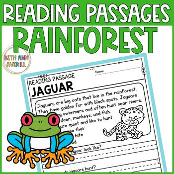 Rainforest Animal Reading Passages with Comprehension Questions Activities