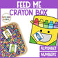 Feed the Crayon Box Activity Alphabet Fluency and Counting for Back to School