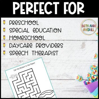 Space Week Preschool and Outer Space Math Worksheets for National Space Day