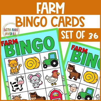 Farm Bingo Cards for Preschool and Kindergarten Farm Animals Activities