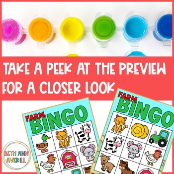 Farm Bingo Cards for Preschool and Kindergarten Farm Animals Activities