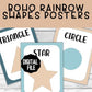 Boho Rainbow Blue Shapes Posters Neutral Rainbow Classroom Decor K Shapes