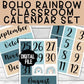 Boho Rainbow Calendar Set Classroom Decor