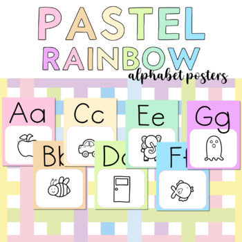 Pastel Classroom Decor Rainbow Alphabet Posters