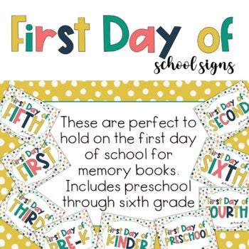 Back to School Signs to Hold "First Day of _"