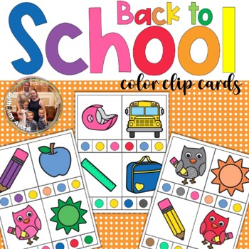 Back to School Colors Clip Cards for Preschoolers