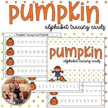 Fall Alphabet Tracing Cards, Pumpkin Tracing Cards for Preschoolers