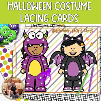 Halloween Costume Lacing Cards for Preschoolers (Halloween Lacing Cards)