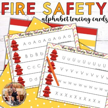 Fire Safety Alphabet Tracing Cards, Fire Theme Tracing Cards for Preschoolers