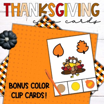 Thanksgiving Counting Clip Cards (1-10) BONUS Color Clip Cards