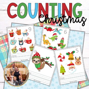 Christmas Counting Worksheets, Winter Counting Cards for Preschoolers
