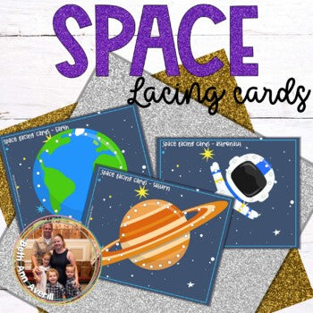 Outer Space Preschool Lacing Cards
