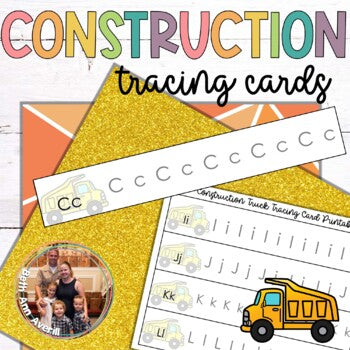 Construction Themed Alphabet Tracing Cards